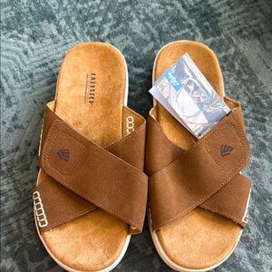Man’s lazystep slide sandals, new Velcro sz 9